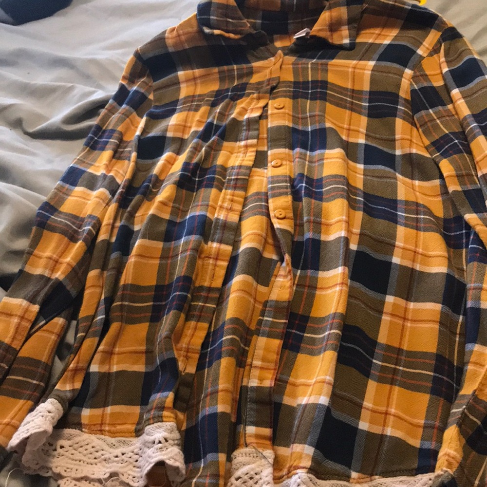 Flannel with lace around the bottom